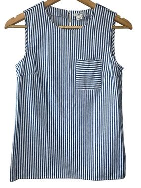 J. Crew Linen Blend Striped Tank Coastal Grandmother Women’s Size 2 4th of July
